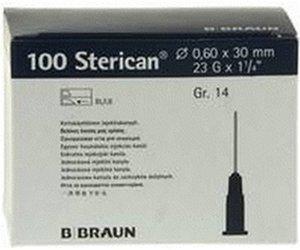 B. Braun STERICAN Kan.Luer-Lok 0,60x30mm Gr.14 blau ( 100 Stck.)