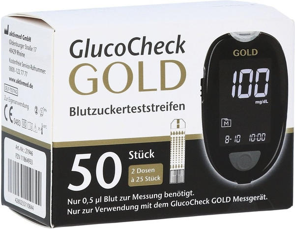 Aktivmed GlucoCheck Gold Blutzuckerteststreifen (50 Stk.)