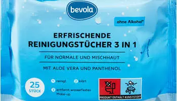 Bevola Erfrischende Reinigungst&uuml;cher 3 in 1 (25 Stk.)