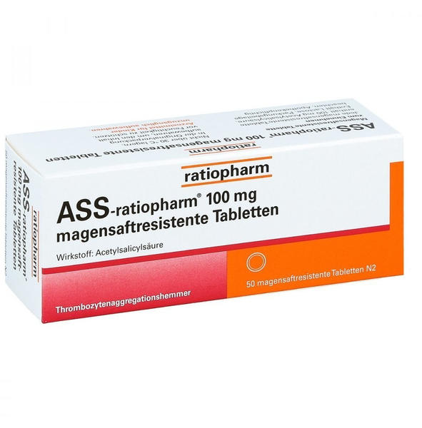 ASS ratiopharm 100 mg magensaftresistente Tabletten (50 Stk.)