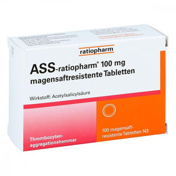 ASS ratiopharm 100 mg magensaftresistente Tabletten (100 Stk.)
