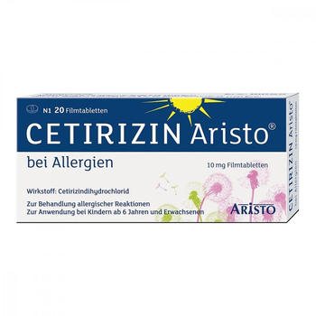 Cetirizin Aristo bei Allergien 10 mg Filmtabletten (20 Stk.) Cetirizin Aristo bei Allergien 10 mg Filmtabletten (20 Stk.)