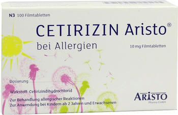 Cetirizin Aristo bei Allergien 10 mg Filmtabletten (100 Stk.) Cetirizin Aristo bei Allergien 10 mg Filmtabletten (100 Stk.)