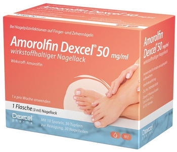 Amorolfin Dexcel 50mg/ml Wirkstoffhaltiger Nagellack (3ml) Amorolfin Dexcel 50mg/ml Wirkstoffhaltiger Nagellack (3ml)