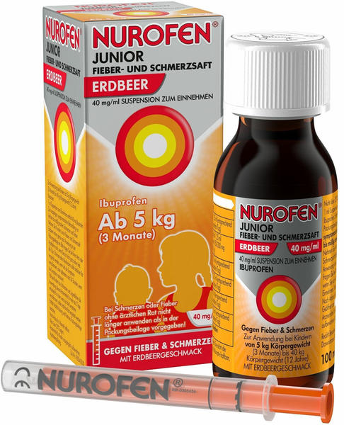 Nurofen Junior Fieber- und Schmerzsaft Erdbeer 40mg (100ml)
