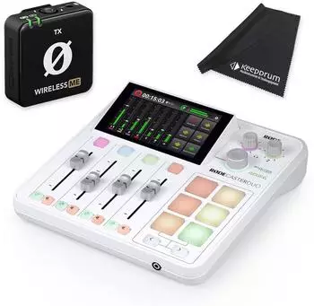 Rode RØDECaster Duo Audio Production Studio weiß mit WIME TX und Tuch (rcduowh-wimetx-fp200)