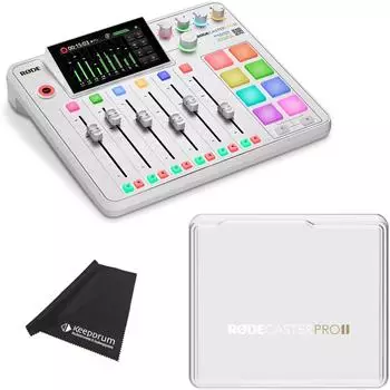 Rode RodeCaster Pro II weiß mit RodeCover 2 und Tuch (rcp2wh-rcover2-fp200)