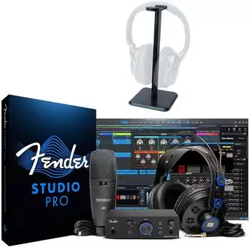 Fender Quantum Creator Bundle Recording-Set mit Kopfhörer-Stativ (f-qcr-ma210)