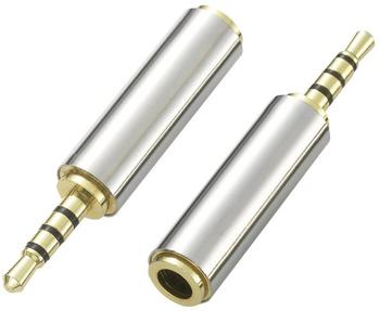 SpeaKa Professional Klinken-Adapter 2.5 mm Stecker 3.5 mm Buchse Stereo Aux (Klinkenadapter), Audio Adapter, Silber