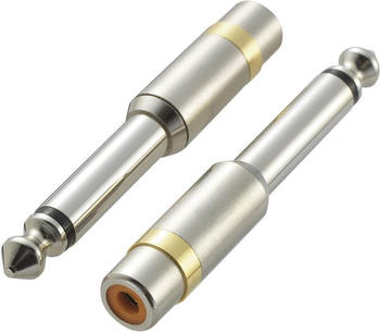 SpeaKa Professional Audio-Adapter Klinkenstecker 6.35 mm zu Cinch-Buchse (Klinkenadapter), Audio Adapter, Silber