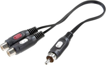 SpeaKa Professional Cinch Adapter Cinch-Stecker Cinch-Buchse (Audio Splitter), Audio Adapter, Schwarz