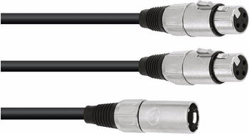 Omnitronic Adapterkabel XLR(M)/2xXLR(F) 0,5m sw (0.50 m), Audio Kabel