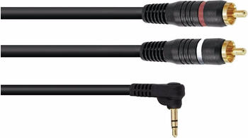 Omnitronic Adapterkabel 3,5 Klinke 90°/2xCinch 0,5m, Audio Kabel