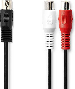 Nedis DIN-Audio-Kabel DIN 5-Pin Stecker 2x Cinch Buchse Vernickelt 0.20 m Rund PVC Sch (0.20 m), Audio Kabel