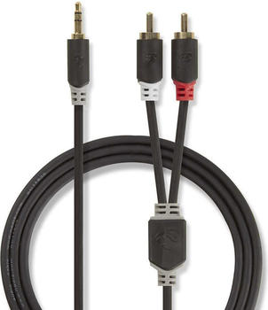 Nedis Audiokabel Stereo Mach oder 3,5 mm - 2 x Cinchstecker (1 m, 3.5mm Klinke (AUX)), Audio Kabel