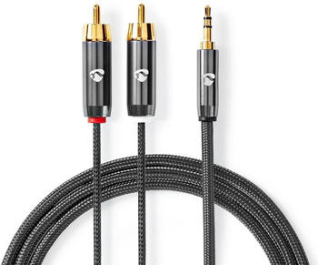 Nedis Stereo-Audiokabel - 3.5 mm Stecker - RCA - Vergoldet - 1 m - rund - Anthrazit/Grau (1 m), Audio Kabel