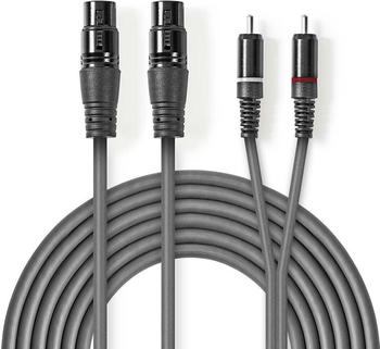 Nedis Audiokabel XLR 2 x XLR d 3 Pin Buchse - 2 x RCA (3 m), Audio Kabel