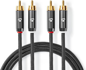 Nedis Stereo-Audiokabel 2x RCA Stecker 2x RCA Stecker Vergoldet 2.00 m rund Grau / Gun M (2 m), Audio Kabel