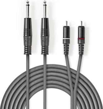 Nedis Stereo-Audiokabel 2x 6.35 mm Stecker 2x RCA Stecker Vernickelt 5.00 m rund Dunkelg (5 m), Audio Kabel