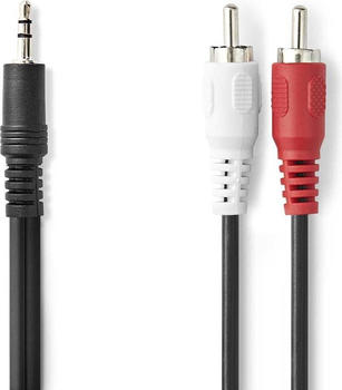 Nedis Stereo-Audiokabel 3.5 mm Stecker 2x RCA Stecker Vernickelt 2.00 m Rund Schwarz L (2 m), Audio Kabel