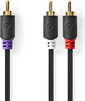 Nedis Subwoofer Cable RCA Male 2X RCA Male Gold Plated 3.00 m Round 4.0 mm Anthracite Box (3 m), Audio Kabel