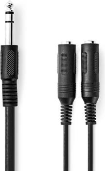 Nedis Stereo-Audiokabel 6.35 mm Stecker 2x 6.35 mm Buchse Vernickelt 0.20 m Rund Schwarz (0.20 m), Audio Kabel