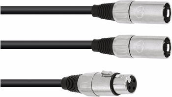 Omnitronic Adapterkabel XLR(F)/2xXLR(M) 1m sw (1 m), Audio Kabel
