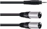 Omnitronic 30225157 XLR Adapterkabel [1x Klinkenstecker 3.5 mm - 2x XLR-Stecker 3