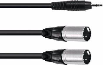 Omnitronic Adapterkabel 3,5 Klinke/2xXLR(M) 3m sw (3 m), Audio Kabel