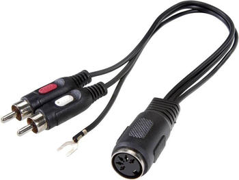 SpeaKa Professional Cinch/DIN-Anschluss Adapter Diodenbuchse 5pol (DIN) Cinch-Stecker mit Masseanschluss (Audio Splitter), Audio Adapter, Schwarz