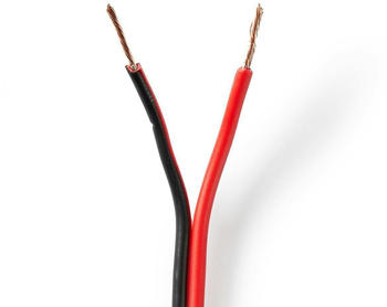 Nedis Lautsprecherkabel 2X 0.75 mm&sup2; CCA 100.0 m rund PVC Red / Schwarz Eingewickelt (100 m, 0.75 mm&sup2;), Lautsprecherkabel, Rot, Schwarz