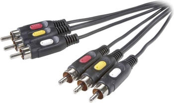 SpeaKa Professional Verbindungskabel 3x Cinch 3x Cinch 2 m (2 m, Cinch), Audio Kabel
