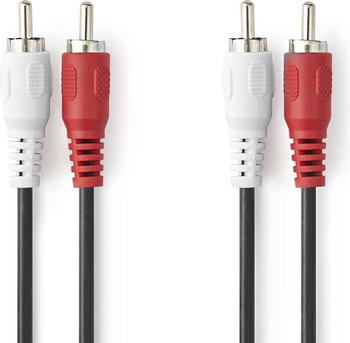 Nedis Stereo-Audiokabel 2x RCA Stecker 2x RCA Stecker Vernickelt 1.50 m Rund Schwarz L (1.50 m), Audio Kabel