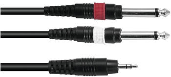 Omnitronic Adapterkabel 3,5 Klinke/2xKlinke 1,5m sw, Audio Kabel
