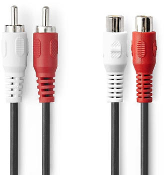 Nedis Stereo-Audiokabel 2x RCA Stecker 2x Cinch Buchse Vernickelt 2.00 m Rund Schwarz (2 m), Audio Kabel