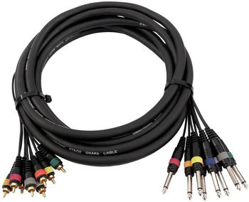 Omnitronic Snake-Kabel 8xCinch/8xKlinke mono (15 m, Mittelklasse, 6.3mm Klinke (Jack), Cinch), Audio Kabel