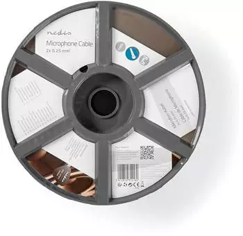 Nedis Mikrofonkabel 2x 0.25 mm&sup2; Kupfer 100.0 m rund PVC Schwarz - Verl&auml;ngerungs, Kopfh&ouml;rer, Schwarz