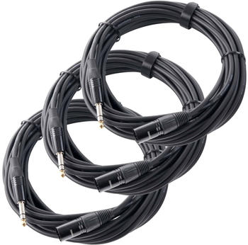 Pronomic 3x 10m XLR KABEL KLINKE KABEL MIC KABEL MIKROFON KABEL AUDIO KABEL SET