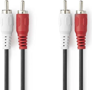 Nedis Stereo-Audiokabel 2x RCA Stecker 2x RCA Stecker Vernickelt 2.00 m Rund Schwarz L (2 m), Audio Kabel