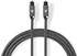 Nedis Optical audio cable TosLink Male, 5m, round, braided - Gray With Metal (5 m), Audio Kabel