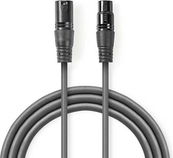 Nedis DMX Digital 110 Ohmi OS XLR 3 Pin Stecker 5.0 grau, Audio Kabel