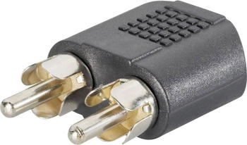 SpeaKa Professional 2x Cinch-Stecker 3.5 mm Stereo Buchse Adapter (Audio Splitter), Audio Adapter, Schwarz