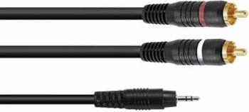 Omnitronic Adapterkabel 3,5 Klinke/2xCinch 1m sw, Audio Kabel