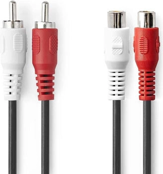 Nedis Stereo- - 2x RCA Stecker - 2x Cinch Buchse - Vernickelt - 10.0 m - Rund - Schwarz - (10 m) Audio Kabel
