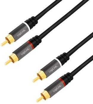 LogiLink Audio-Kabel 2x Cinch/M zu 2x Cinch/M Metall schwarz 7,5m (CA1208)