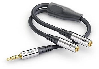 Sonero Stereo Audio Adapter 0,20m 3,5mm Klinke Stecker auf 2x 3,5mm Klinke Buchse schwarz (S-ACA001)