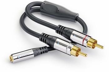 Sonero Premium Audio Adapter 0,20m 2x Cinch Stecker auf 3,5mm Klinke Buchse schwarz (S-ACA004)