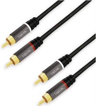 LogiLink Audio-Kabel 2x Cinch/M zu 2x Cinch/M Metall schwarz 1,5m (CA1203)
