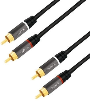 LogiLink Audio-Kabel 2x Cinch/M zu 2x Cinch/M Metall schwarz 1 m (CA1202)