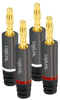 LogiLink Audio-Bananenstecker f&uuml;r Selbstmontage (4 Stk.) Metall grau (CA1212)